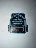NFC Emergency Contact Backpack Tag - dual color 3D print with tap-to-view NFC chip